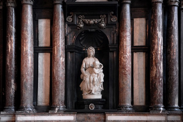 Bruges Madonna, sculpture by Michelangelo from 1501 to 1506, Moscron chapel of the Bruges Church of Our Lady, Bruges, UNESCO World Heritage Site, West Flanders, Flemish Region, Belgium