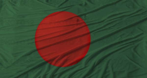 Bangladeshi flag waving. Flag of Bangladesh with cloth texture