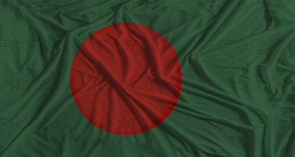 Bangladeshi flag with fabric texture background. National flag of Bangladesh with cloth texture