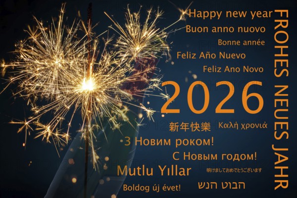 (photo montage) Happy new year 2026: New Year greetings in different languages