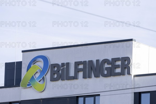Company sign at the headquarters of the Mannheim-based company Bilfinger SE