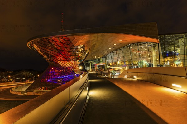 Bundbeleuchtete BMW-Welt, Petuelring, Munich, Upper Bavaria, Bavaria, Germany