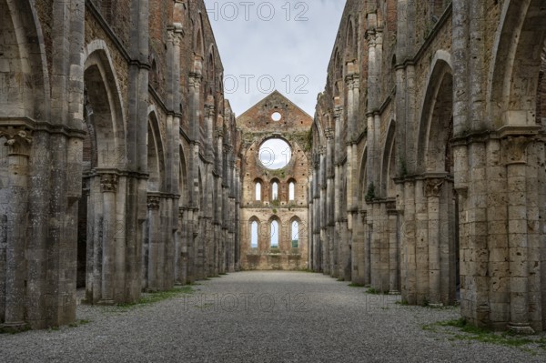 Ruins of the former Abbey of San Galgano, Tuscany, Italy