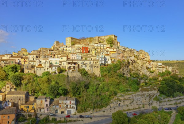 Low angle view of Ragusa Ibla historic town, Ragusa Ibla, Ragusa province, Sicily, Italy