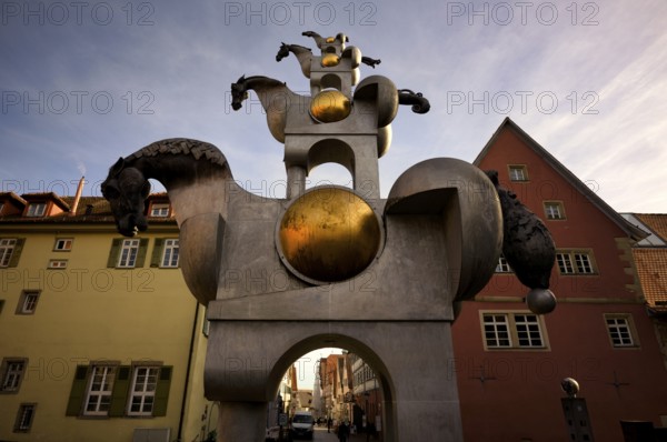 Grey Horse Tower sculpture by Jürgen Görtz, Bietigheim-Bissingen, Baden-Württemberg, Germany