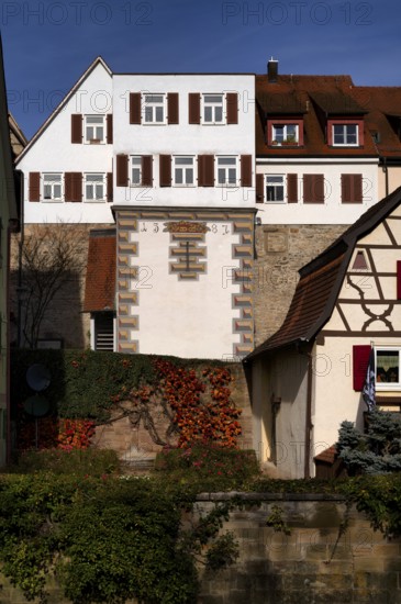Painted tower, city wall, old town, Bietigheim-Bissingen, Baden-Württemberg, Germany