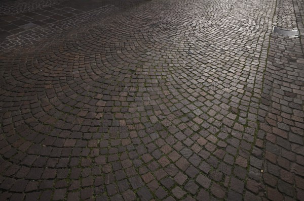 Cobblestones, street pavement, pedestrian zone, old town, Bietigheim-Bissingen, Baden-Württemberg, Germany