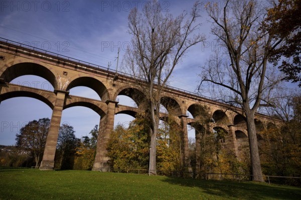 Railway viaduct, Enz viaduct, railway bridge, Bietigheim-Bissingen, Baden-Württemberg, Germany