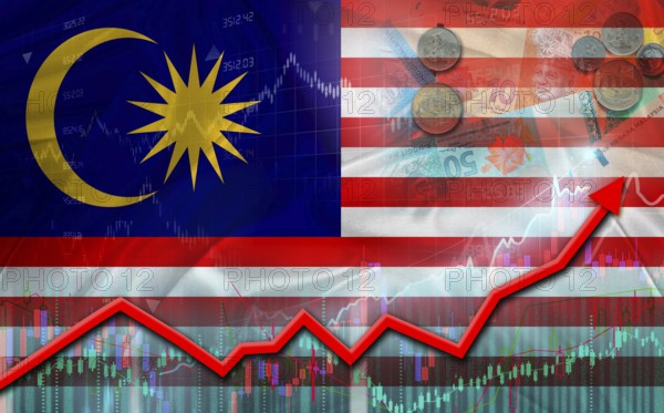 Malaysia economic growth on financial graph. Malaysia financial growth on market graph