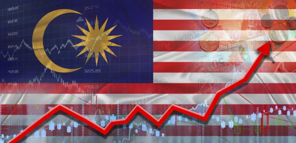 Malaysia financial growth on market graph. Malaysia economic growth on financial graph