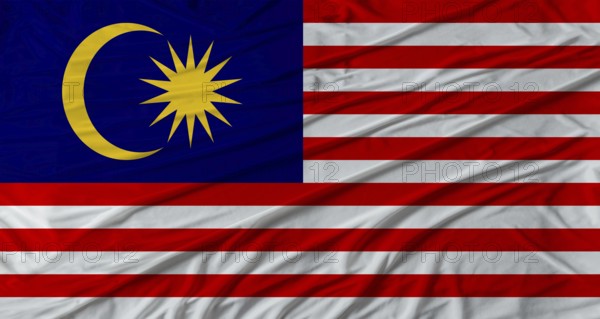 Malaysian flag waving Flag of Malaysia with cloth texture