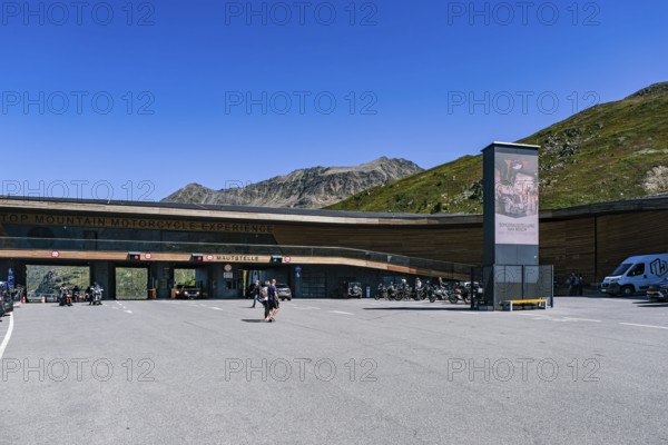 Toll station and rest area, so-called Top Mountain Crosspoint, at Timmelsjoch in Hochgurgl, Gurgl, Sölden, Tyrol, Austria, for editorial use only