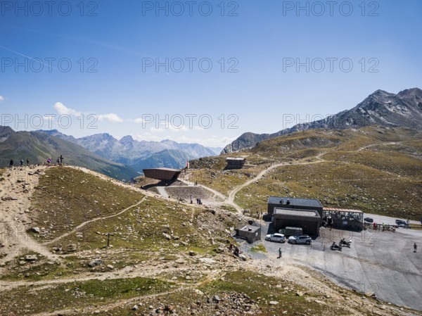Timmelsjoch rest house on the border between Austria and Italy, above Hochgurgl, Sölden, Tyrol, Austria, for editorial use only