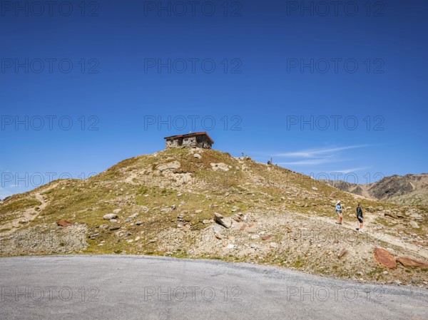 Steinerne Hütte at the Timmelsjoch rest house on the border between Austria and Italy, above Hochgurgl, Gurgl, Sölden, Tyrol, Austria