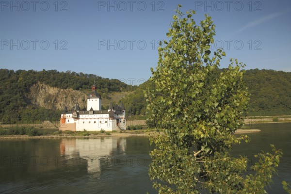 Pfalzgrafenstein Castle built 14th century, Rhine island, Rhine, landscape, cliffs, banks of the Rhine, Kaub, Rhineland-Palatinate, UNESCO Upper Middle Rhine Valley, Germany