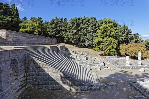 Grand staircase, Asclepieion, Latin Aesculapium, three terraces, place of worship of Asclepios, god of healing art, ancient hospital, archaeological excavation 1902-1904, island of Kos, Dodecanese islands, Greece, eastern Adriatic, Mediterranean