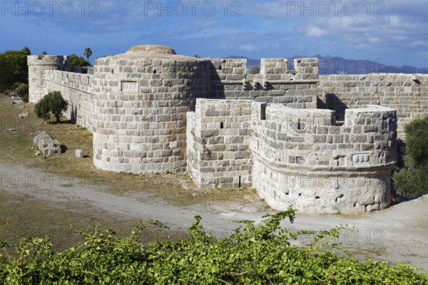 Inner fortification, bastion, fortress Neratzia, also Nerantzia, castle, first mentioned in 1395, formerly fortress of the Order of St. John, today ruin, city of Kos, island of Kos, Dodecanese islands, Greece, eastern Adriatic, Mediterranean