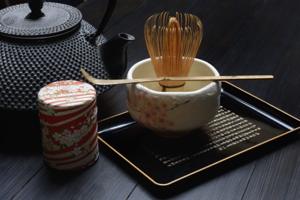 Matcha tea preparation accessories, tea utensils