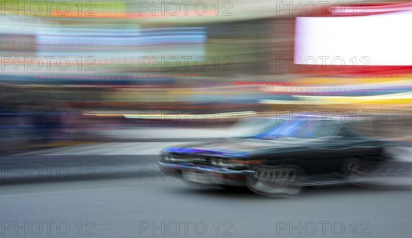 Vintage car at Shibuya Crossing, motion blur, long exposure, Shubuya Crossing, Shibuya, Tokyo, Japan