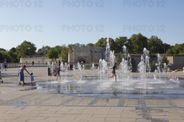 Water feature at King Milam Square, behind the fortress's Stambol Gate, Old Town, Niš, Serbia
