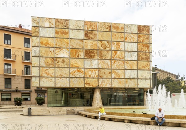 Modern architecture of Museo del Foro de Caesaraugusta, Roman forum museum building, Zaragoza, Aragon, Spain