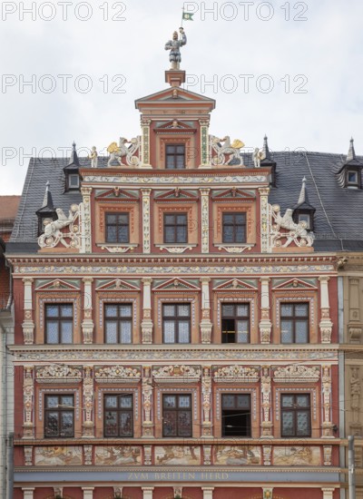 Haus zum Breiten Herd, Renaissance, Bürgerhaus am Nordrand des Fischmarkt 13, Old Town of Erfurt, Thuringia, Germany