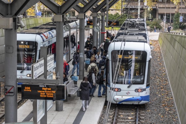 Bogestra station Rathaus Bochum, tram, subway, directly at the town hall, Hans-Böckler-Straße, North Rhine-Westphalia, Germany
