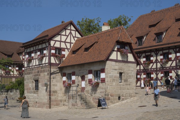 Historic buildings in the castle courtyard, Kaiserburg, Nuremberg Castle, Nuremberg, Middle Franconia, Franconia, Bavaria, Germany