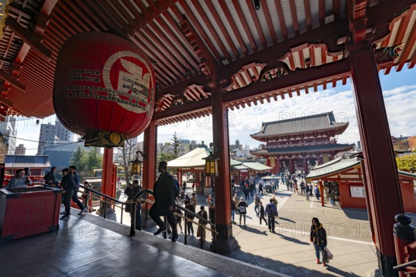 Buddhist temple complex, main hall, Asakusa shrine or Senso-ji temple, Asakusa, Tokyo, Japan
