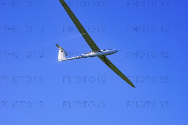 A Schempp-Hirth Nimbus 4M motor glider, D-KAOL registration, during a screening as part of an air show at the Rossfeld Air Sports Association on Rossfeld in Metzingen-Glems, Baden-Württemberg, Germany, for editorial use only