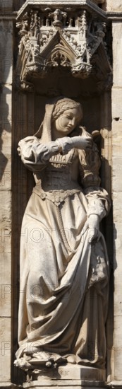 Sculpture at City Hall on Grand Place, Brussels, Belgium