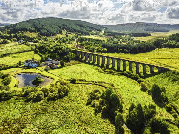 Shankend Viaduct from a drone, Hawick, Scottish Borders, Scotland, UK