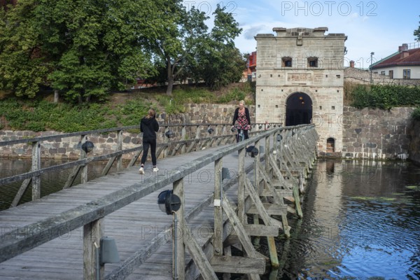 Västerport, the main gate in the old medieval defensive wall around the old city in Kalmar, Småland, Sweden Scandinavia