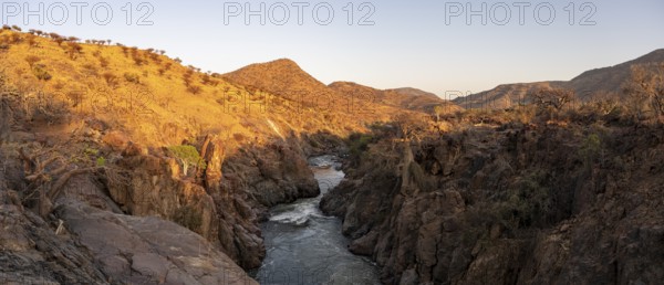 Epupa Falls, sunset at Epupa Waterfalls, Kaokoveld, Namibia