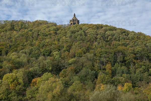 Mountain, forest, Kaiser-Wilhelm-Denkmal, Porta Westfalica, North Rhine-Westphalia, Germany
