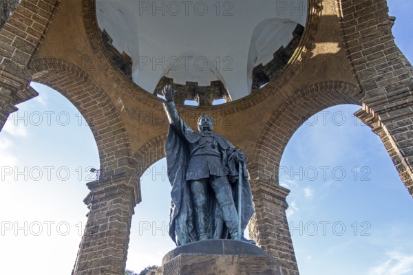 Statue, Kaiser Wilhelm Memorial, Porta Westfalica, North Rhine-Westphalia, Germany