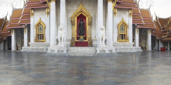 Marble temple, made of Carrara marble, Wat Benchamabopit, back of Ubosot, Buddhist temple in the Dusit district, Bangkok, central Thailand, Thailand