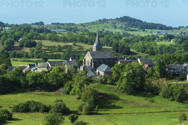 Village of Chastreix in Auvergne Volcanoes Regional Park. Puy de Dome. Auvergne Rhone Alpes. France