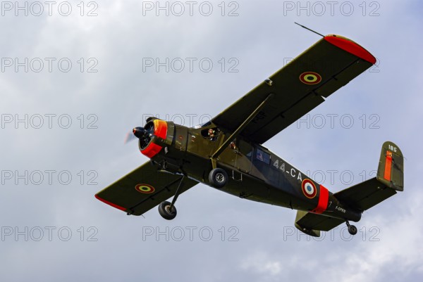 An aircraft of the type Max Holste MH.1521 Broussard with the registration F-GPRN during an air show at the Rossfeld in Metzingen-Glems, Baden-Württemberg, Germany, for editorial use only