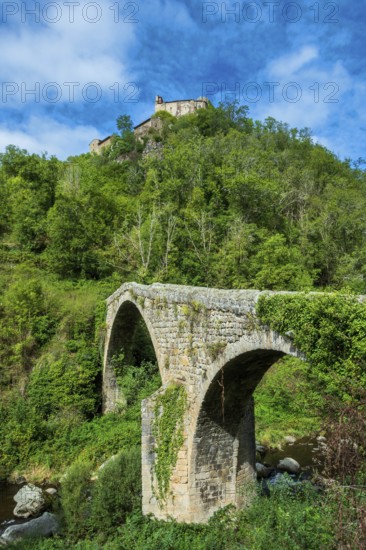 Saint Andre de Chalencon village. Devil's Bridge. Haute Loire. Auvergne Rhone Alpes. France