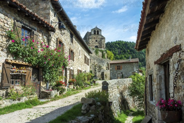 Saint Andre de Chalencon village. Street of Chalencon. Haute Loire. Auvergne Rhone Alpes. France