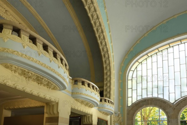 Vichy, listed as World Heritage by UNESCO. Thermal spa, the neo-Moorish Centre Thermal des Domes, Allier, Auvergne Rhone Alpes, France