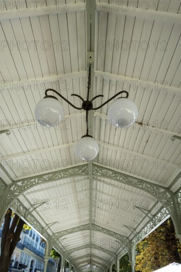 Vichy. listed as World Heritage by UNESCO. Covered gallery. Source Park. Allier. Auvergne Rhone Alpes. France