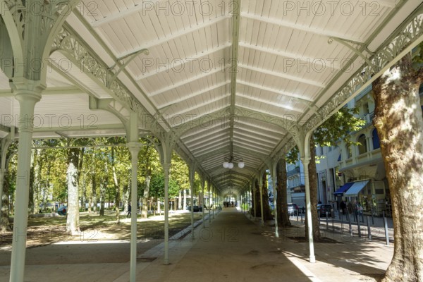 Vichy. listed as World Heritage by UNESCO. Covered gallery. Source Park. Allier. Auvergne Rhone Alpes. France