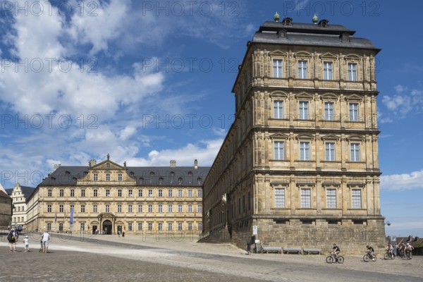 State Library, New Residence, People at the Cathedral Square, UNESCO World Heritage Site, Bamberg, Upper Franconia, Franconia, Bavaria, Germany