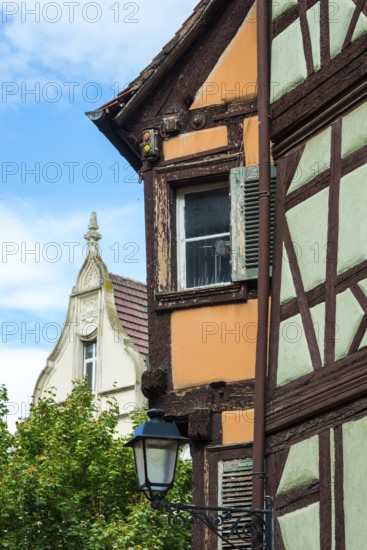 Historic half-timbered houses in the old town centre of Colmar, France