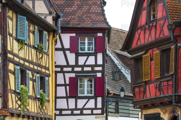 Historic half-timbered houses in the old town centre of Colmar, France