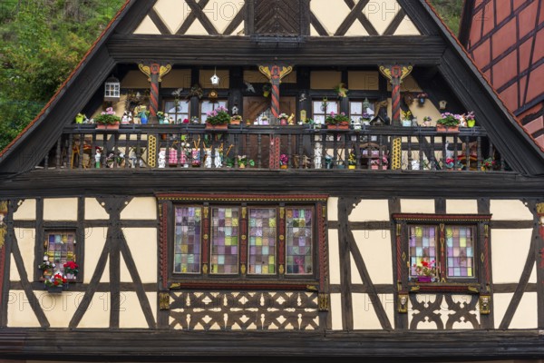 Decorated half-timbered house in the old town centre of Kaysersberg