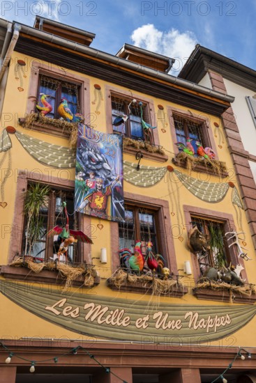 Decorated house wall in the old town centre of Ribeauvillè