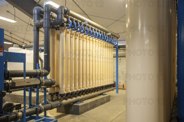Park City, Utah - The Signal Hill water treatment plant at Mountain Regional Water. Power to operate this plant comes mostly from floating solar panels on the company's raw water storage pond